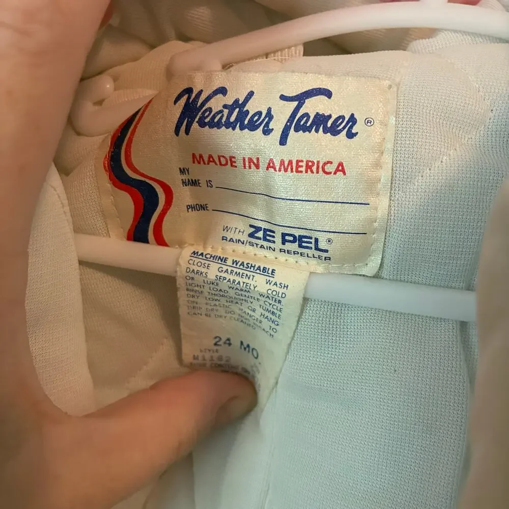 Weather Tamer Snowsuit Girls 24M Vintage Blue Pink Gingham Ruffle Made In USA